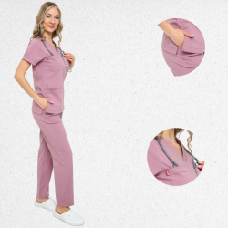 İkon Linda Gül Kurusu Doktor Hemşire  Likralı Kadın Takım, İkon Medikal | Doktor ve Hemşire Forması, Medikal Giyim