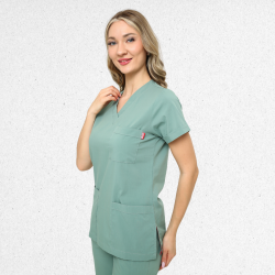 İkon BELİNDA Çağla Yeşili Doktor Hemşire Likralı Kadın TEK ÜST, İkon Medikal | Doktor ve Hemşire Forması, Medikal Giyim