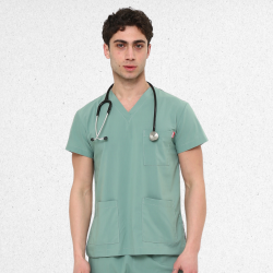 İkon BELİNDA Çağla Yeşili Doktor Hemşire Likralı Erkek TEK ÜST, İkon Medikal | Doktor ve Hemşire Forması, Medikal Giyim