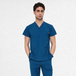 İkon BELİNDA Petrol Mavisi Doktor Hemşire Likralı Erkek TEK ÜST,İkon Medikal | Doktor ve Hemşire Forması, Medikal Giyim