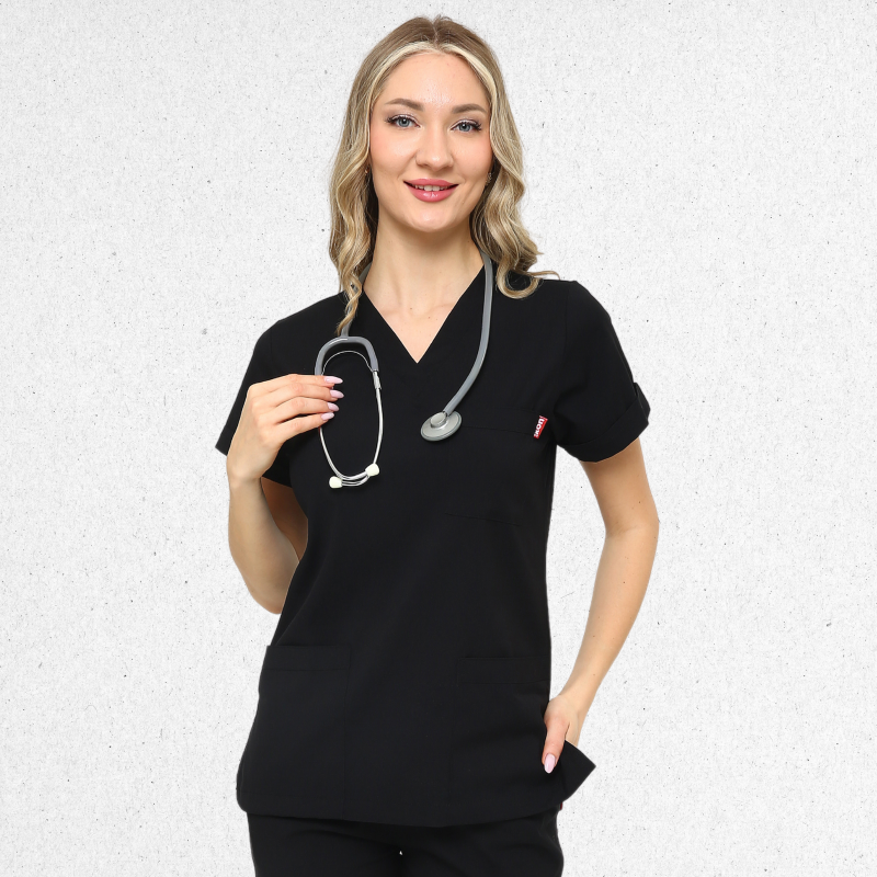 İkon LİNDA Siyah Doktor Hemşire Likralı Kadın TEK ÜST, İkon Medikal | Doktor ve Hemşire Forması, Medikal Giyim İkon LİNDA Siyah Doktor Hemşire Likralı Kadın TEK ÜST, İkon Medikal | Doktor ve Hemşire Forması, Medikal Giyim