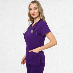 İkon LİNDA Mor Doktor Hemşire Likralı Kadın TEK ÜST, İkon Medikal | Doktor ve Hemşire Forması, Medikal Giyim