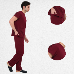 İkon LİNDA Bordo Doktor Hemşire  Likralı  Erkek Takım, İkon Medikal | Doktor ve Hemşire Forması, Medikal Giyim, Cerrahi Üniforma