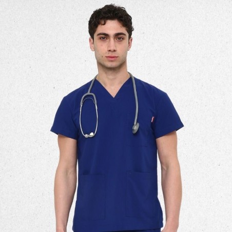 İkon LİNDA Sax Mavi Doktor Hemşire Likralı Erkek TEK ÜST, İkon Medikal | Doktor ve Hemşire Forması, Medikal Giyim