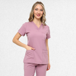 İkon Linda Gül Kurusu Doktor Hemşire Likralı Kadın TEK ÜST, İkon Medikal | Doktor ve Hemşire Forması, Medikal Giyim