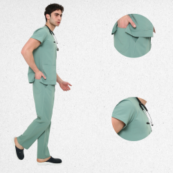 İkon LİNDA Çağla Yeşili Doktor Hemşire  Likralı Erkek Takım, İkon Medikal | Doktor ve Hemşire Forması, Medikal Giyim