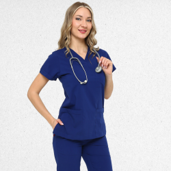 İkon BELİNDA Sax Mavi Doktor Hemşire  Likralı  Kadın Takım , İkon Medikal | Doktor ve Hemşire Forması, Medikal Giyim